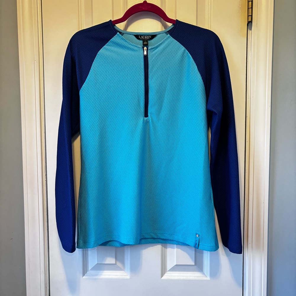 Lauren Ralph Lauren Women's Blue and  Turquoise Active wear top Size Large‎